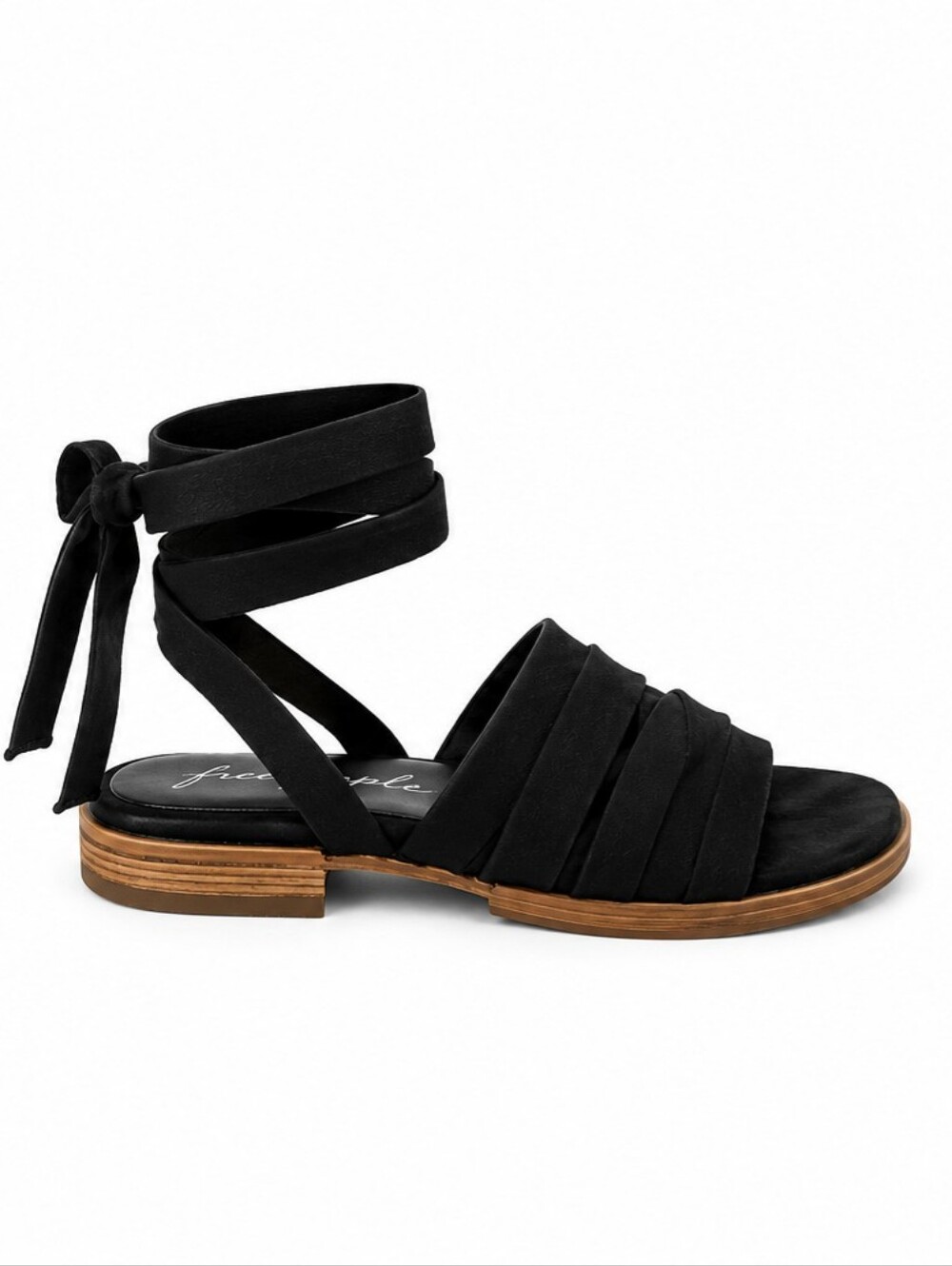 Free People Black Lace Up Gladiator Sandals Wrap Strappy Size 40